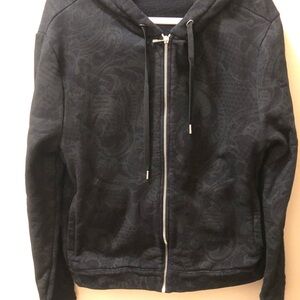 Versace Collection Black Hooded Jacket with Textured Fleece